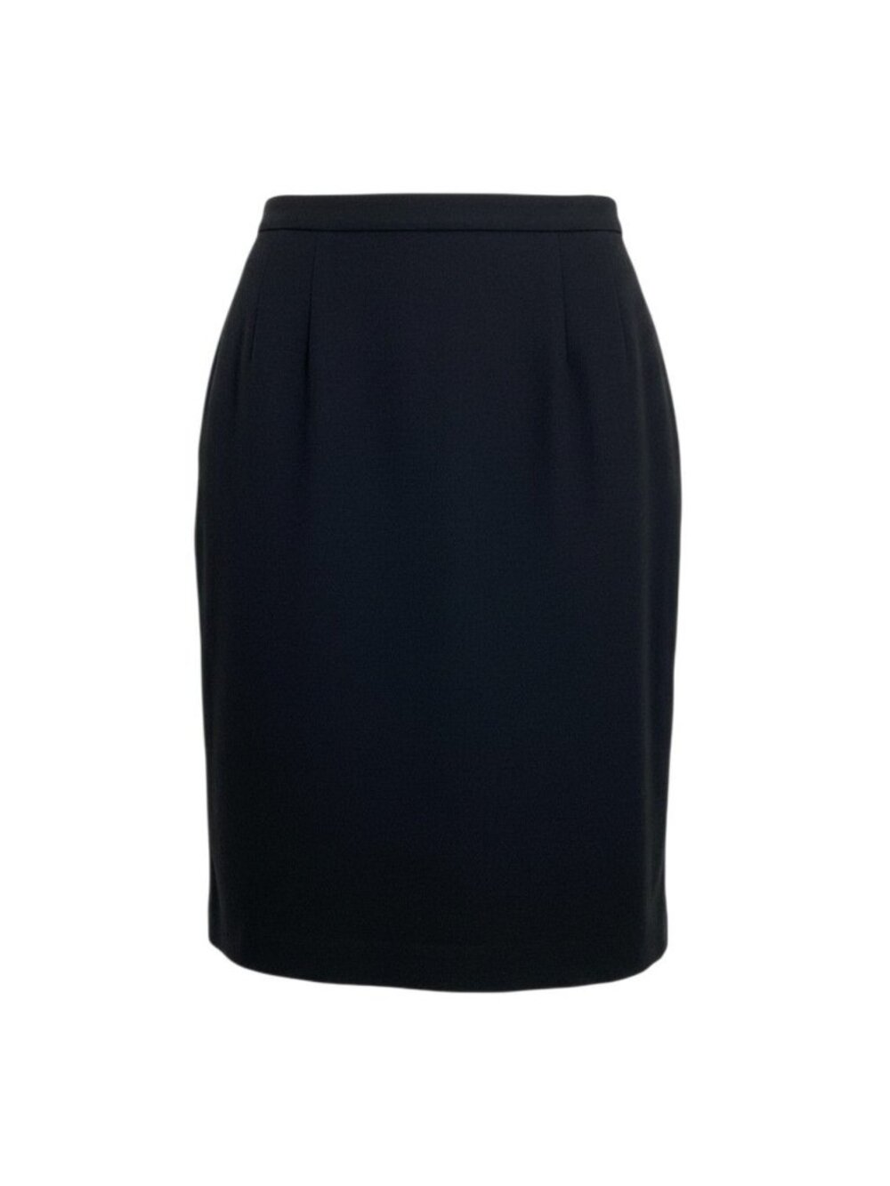 Chanel Skirt CC Logo Knee-Length Black Wool 42